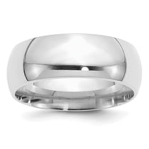 Sterling Silver Rhodium-plated 8mm Comfort Fit
