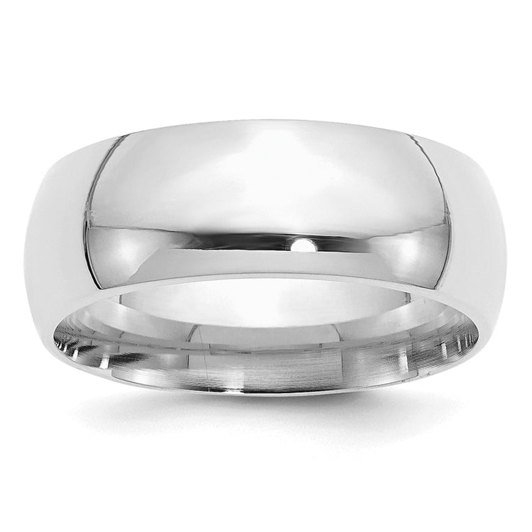 Sterling Silver Rhodium-plated 8mm Comfort Fit