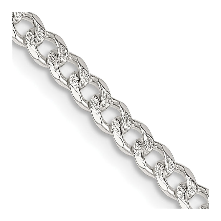 Sterling Silver 3.8mm Pav Curb Chain