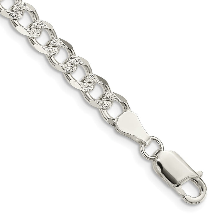 Sterling Silver 5.5mm Pav Curb Chain