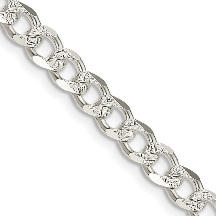 Sterling Silver 5.5mm Pav Curb Chain