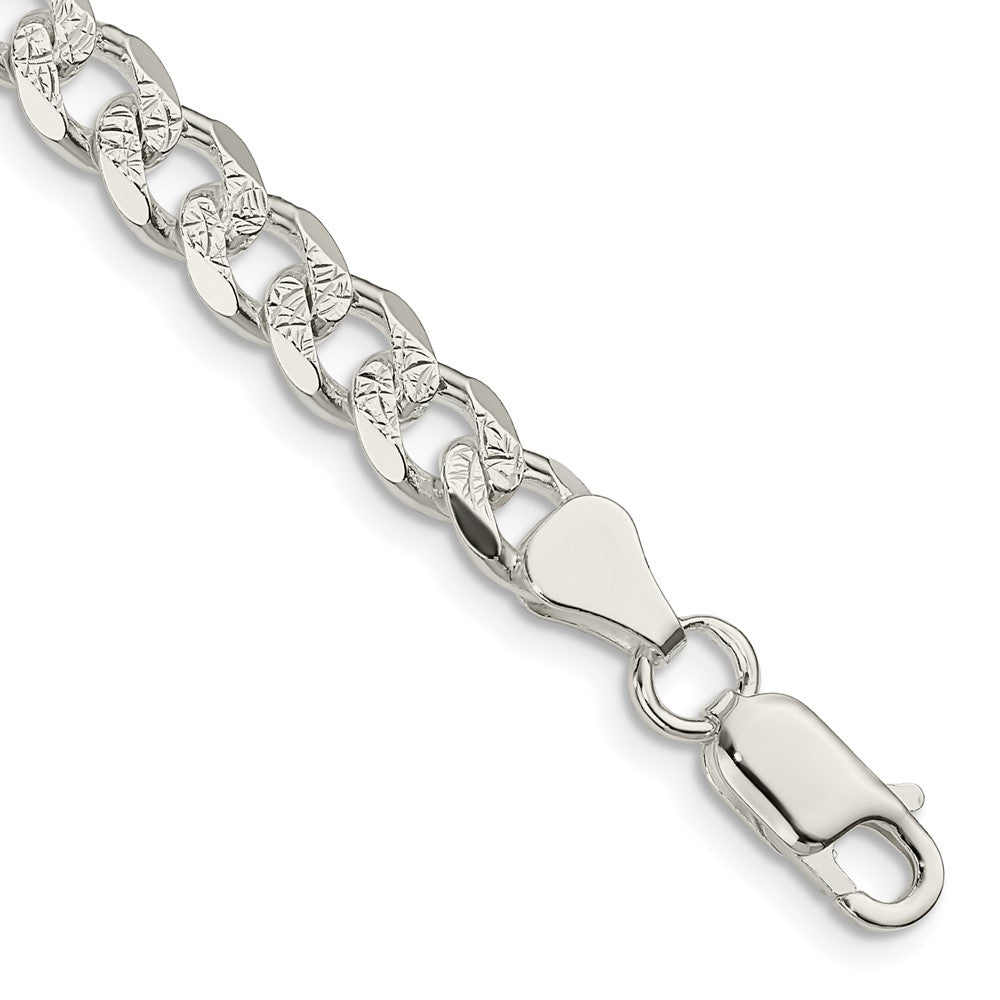 Sterling Silver 7mm Pav Curb Chain