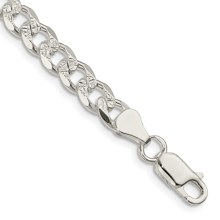 Sterling Silver 7mm Pav Curb Chain