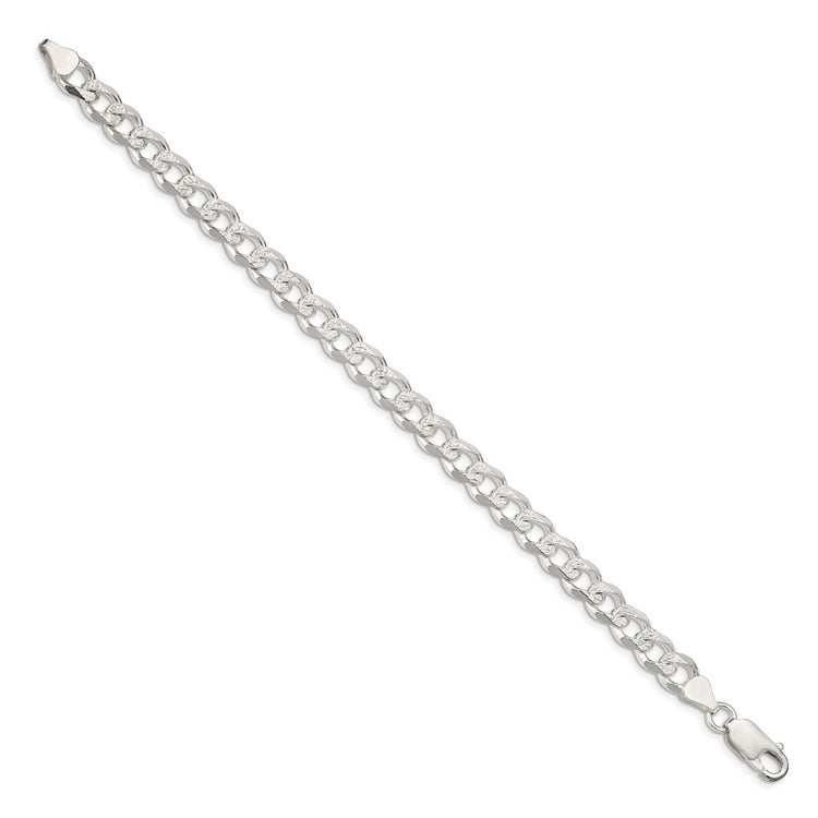 Sterling Silver 7.5mm Pav Curb Chain