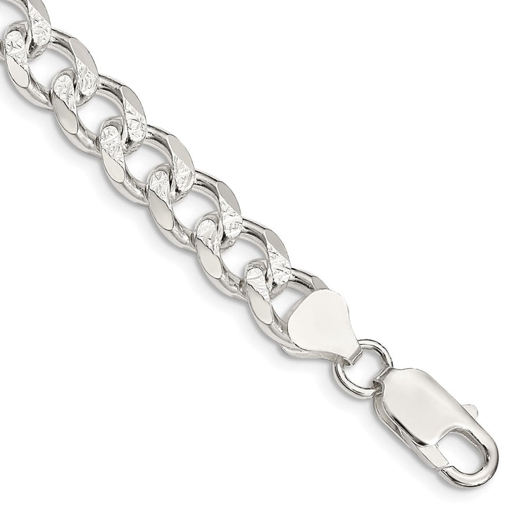Sterling Silver 8.3mm Pav Curb Chain