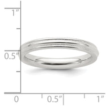 Sterling Silver 3mm Comfort Fit Half Round Milgrain