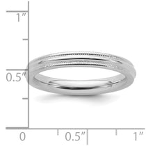 Sterling Silver Rhodium-plated 3mm Comfort Fit Milgrain Size 7 Band