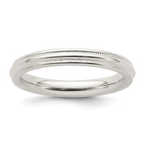 Sterling Silver 3mm Comfort Fit Half Round Milgrain