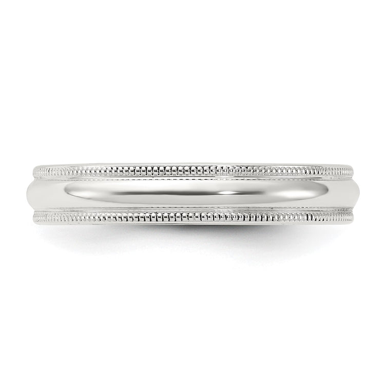 Sterling Silver 4mm Comfort Fit Half Round Milgrain