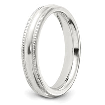 Sterling Silver 4mm Comfort Fit Half Round Milgrain