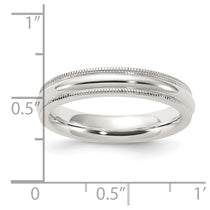 Sterling Silver 4mm Comfort Fit Half Round Milgrain