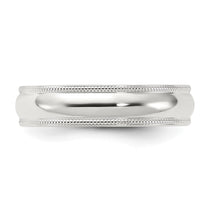 Sterling Silver 5mm Comfort Fit Half Round Milgrain