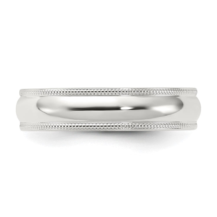 Sterling Silver 5mm Comfort Fit Half Round Milgrain