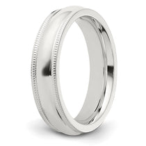 Sterling Silver 5mm Comfort Fit Half Round Milgrain