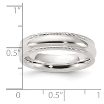 Sterling Silver 5mm Comfort Fit Half Round Milgrain