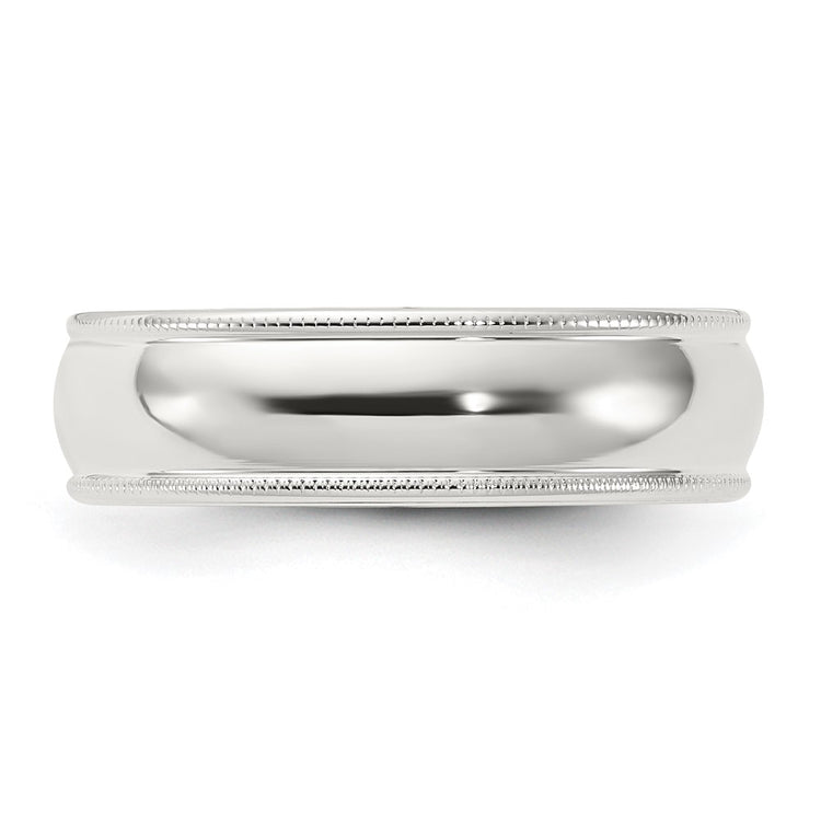 Sterling Silver 6mm Comfort Fit Half Round Milgrain