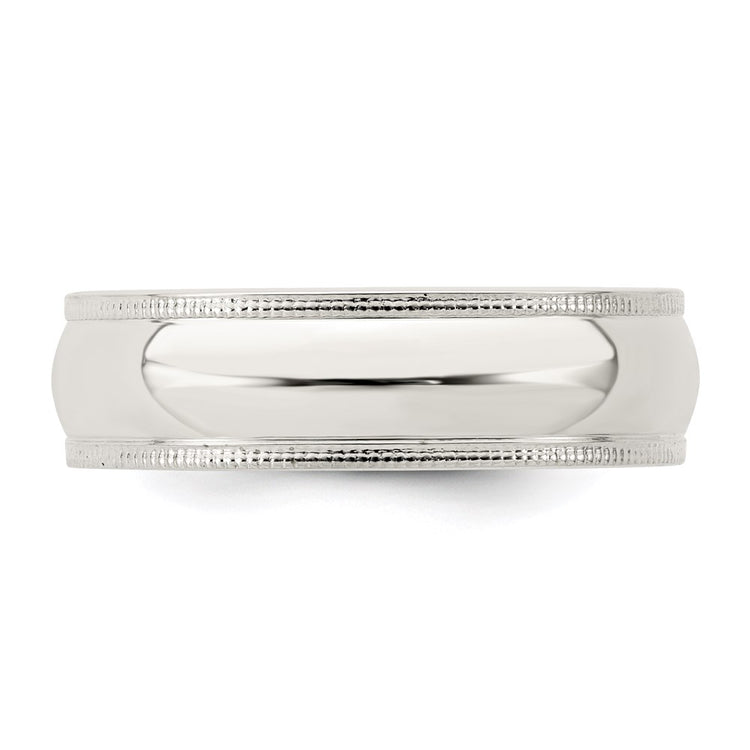 Sterling Silver 6mm Comfort Fit Half Round Milgrain