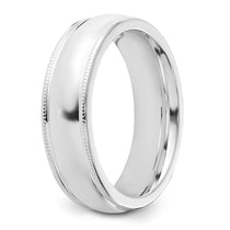 Sterling Silver 6mm Comfort Fit Half Round Milgrain