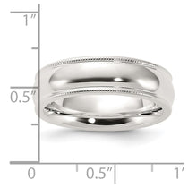 Sterling Silver 6mm Comfort Fit Half Round Milgrain
