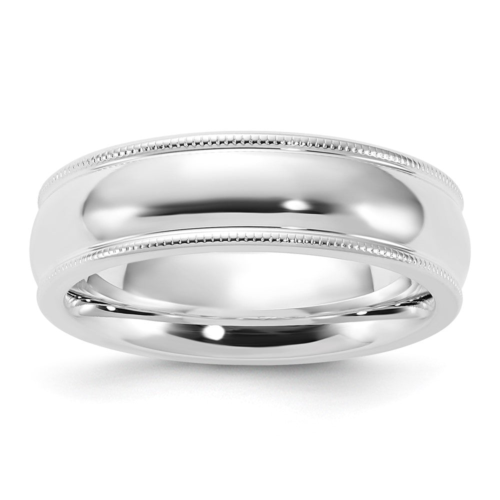 Sterling Silver 6mm Comfort Fit Half Round Milgrain