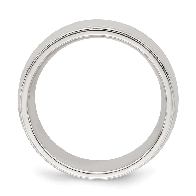 Sterling Silver 7mm Comfort Fit Half Round Milgrain