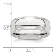 Sterling Silver 7mm Comfort Fit Half Round Milgrain