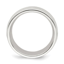 Sterling Silver 8mm Comfort Fit Half Round Milgrain