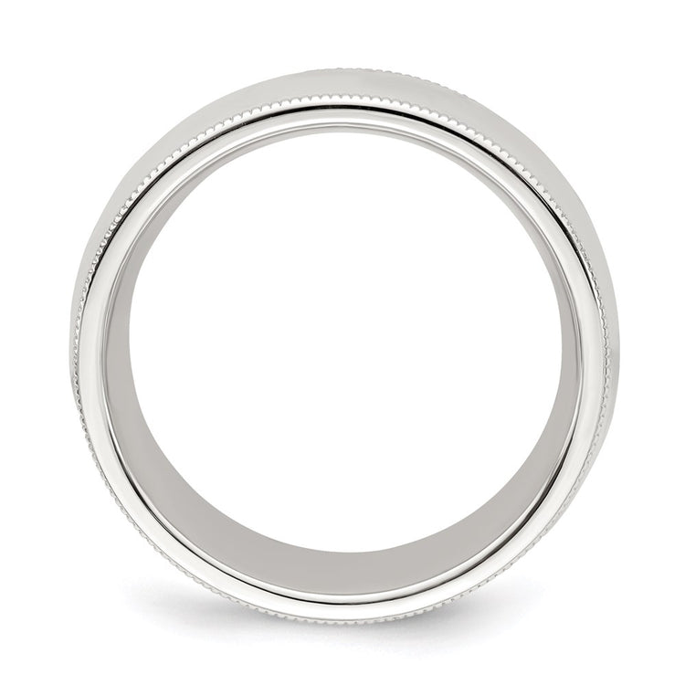 Sterling Silver 8mm Comfort Fit Half Round Milgrain