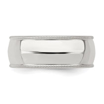 Sterling Silver 8mm Comfort Fit Half Round Milgrain