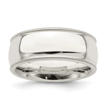 Sterling Silver 8mm Comfort Fit Half Round Milgrain