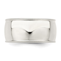 Sterling Silver 10mm Comfort Fit Half Round Milgrain