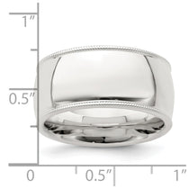 Sterling Silver 10mm Comfort Fit Half Round Milgrain