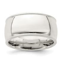 Sterling Silver 10mm Comfort Fit Half Round Milgrain