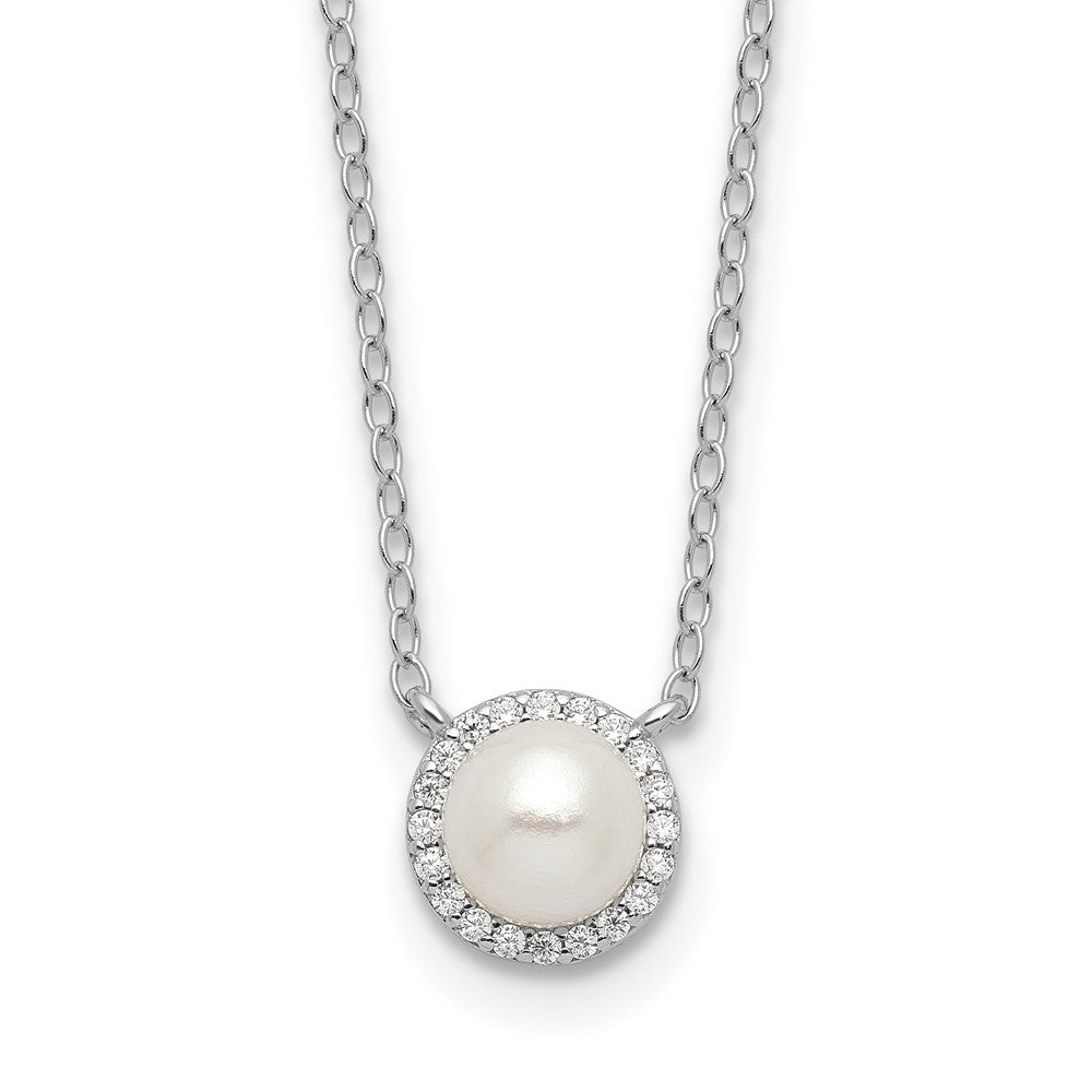 Sterling Silver Cheryl M Freshwater Pearl & Cubic Zirconia Pearl Tennis Necklace - Hypoallergenic Sterling Silver Pearl Tennis Necklaces for Women - S