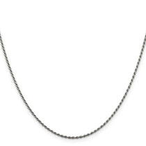 Sterling Silver Rhodium-plated 1.5mm Diamond-cut Rope Chain