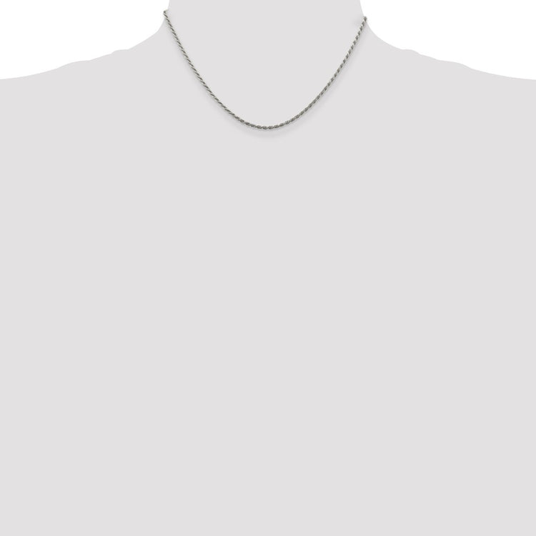Sterling Silver 1.85MM Diamond-cut Rope Chain Necklace Womens 16-24 Inch