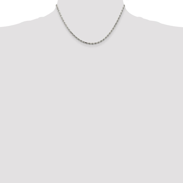 Sterling Silver 2.5MM Diamond-cut Rope Chain Necklace Womens 16-24 Inch