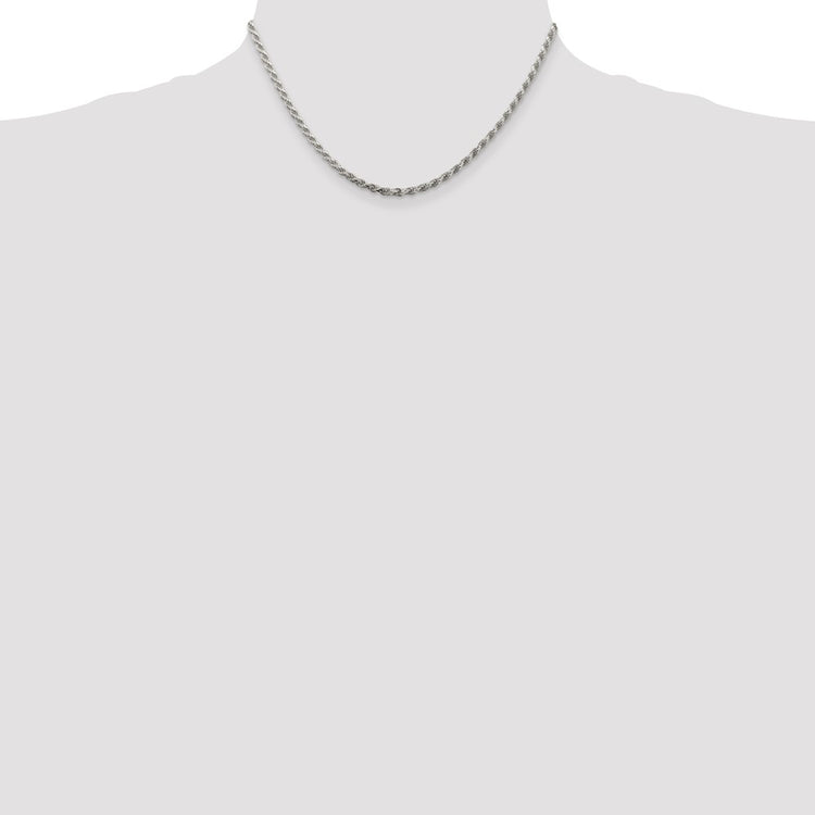 Sterling Silver 2.75MM Diamond-cut Rope Chain Necklace Womens 16-24 Inch