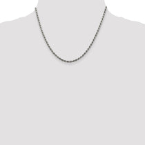 Sterling Silver Rhodium-plated 2.75mm Diamond-cut Rope Chain