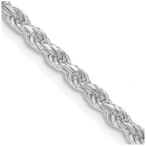 Sterling Silver Rhodium-plated 2.75mm Diamond-cut Rope Chain