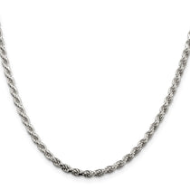 Sterling Silver Rhodium-plated 3.2mm Diamond-cut Rope Chain