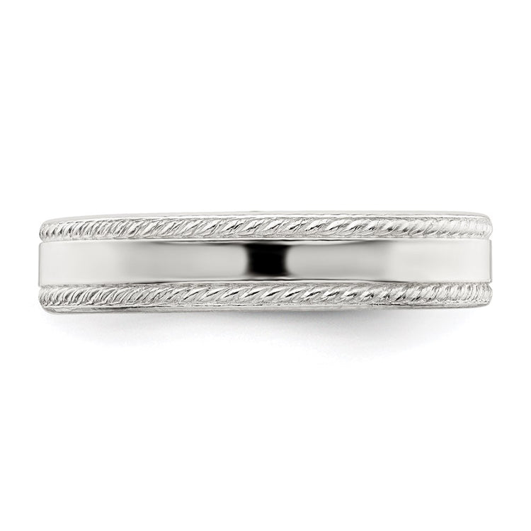 Sterling Silver 4mm Flat with Rope Edge