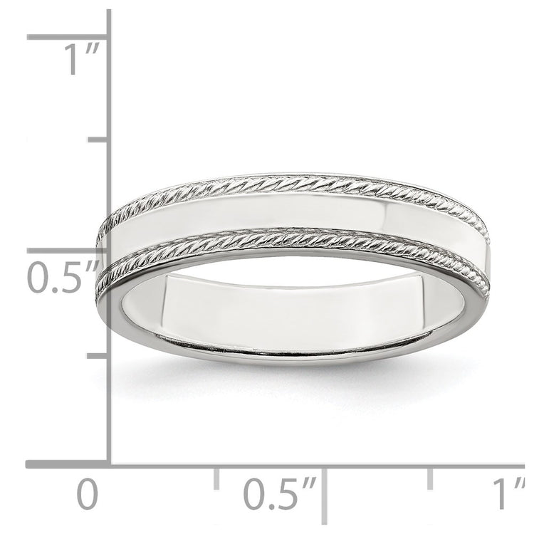 Sterling Silver 4mm Flat with Rope Edge