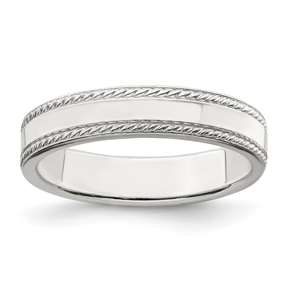 Sterling Silver 4mm Flat with Rope Edge