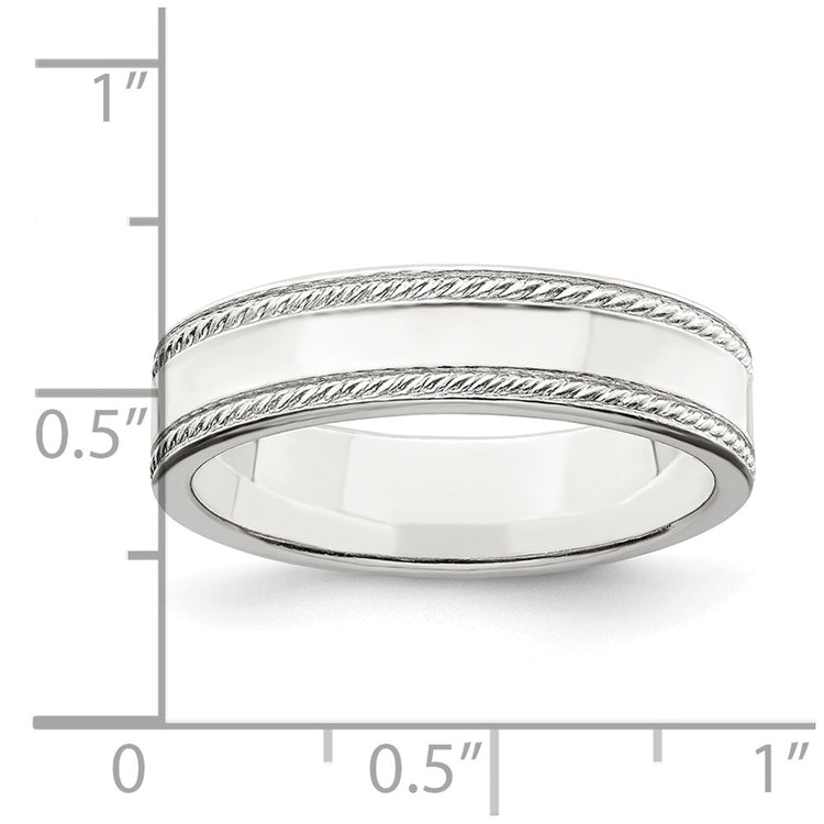 Sterling Silver 5mm Flat with Rope Edge