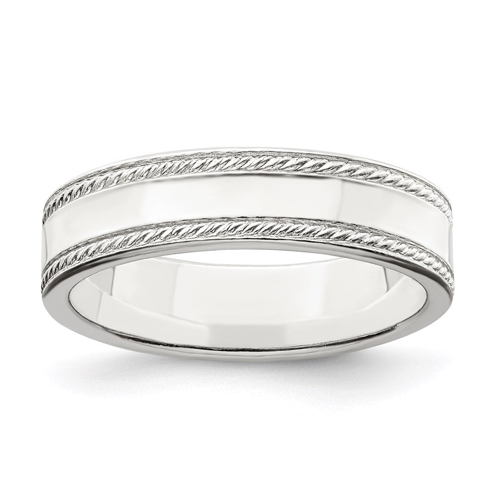 Sterling Silver 5mm Flat with Rope Edge