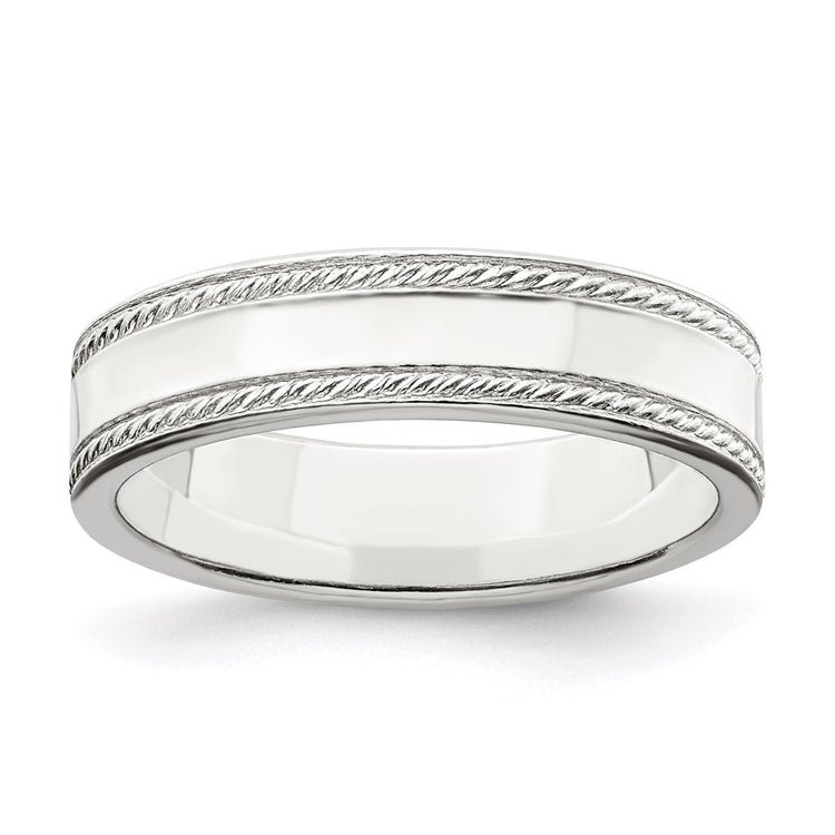 Sterling Silver 5mm Flat with Rope Edge