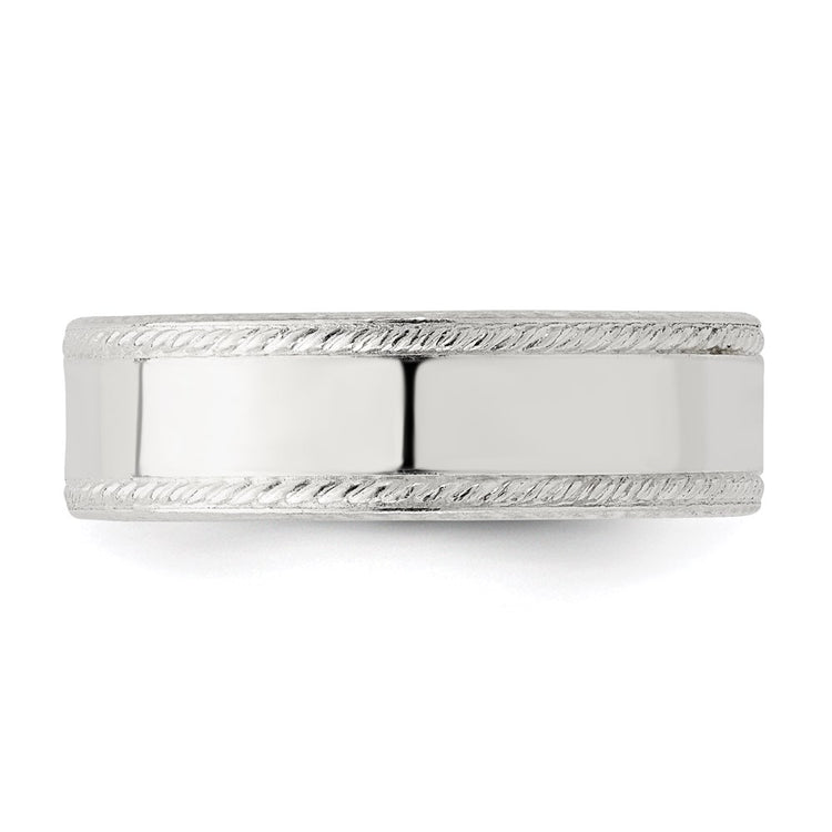 Sterling Silver 6mm Flat with Rope Edge