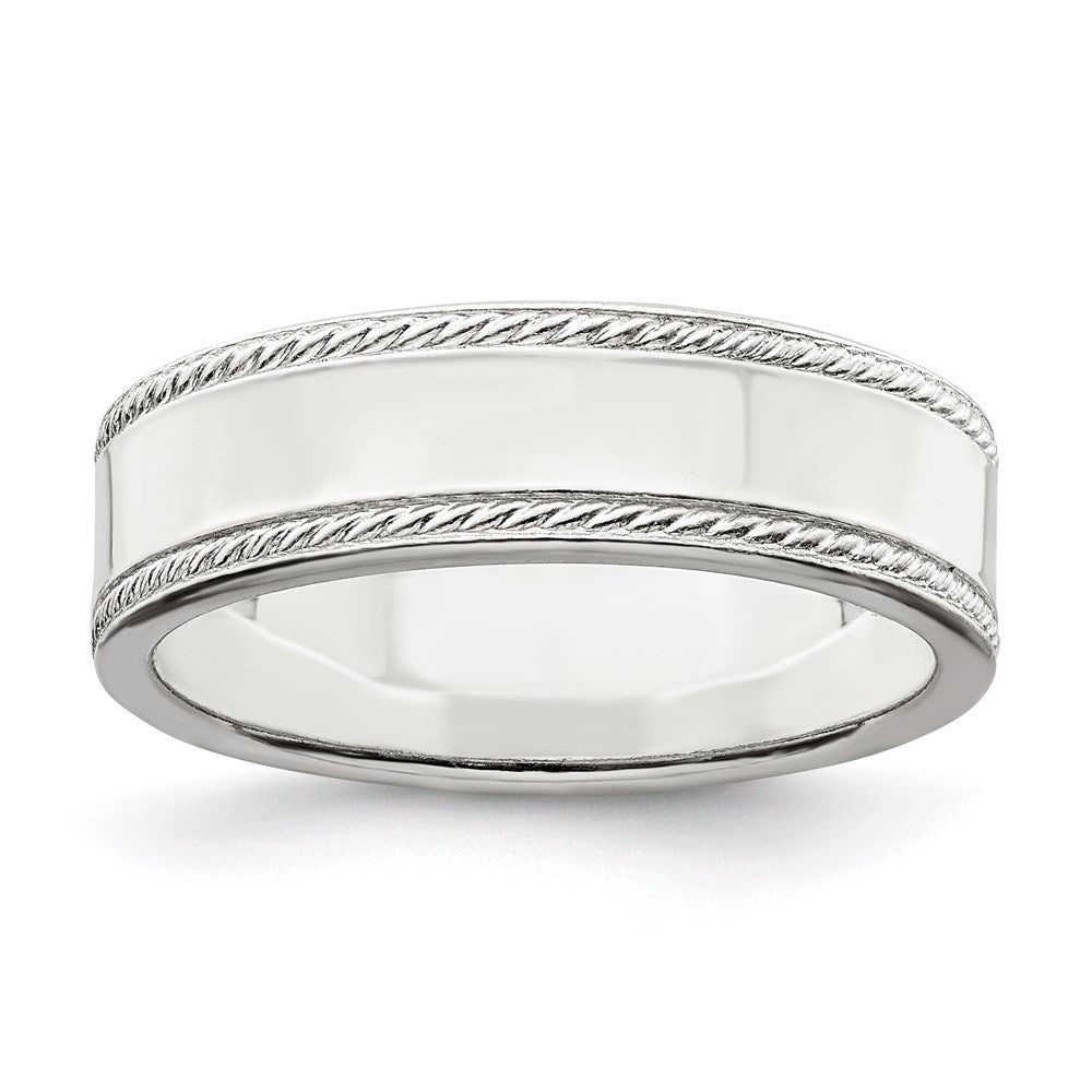 Sterling Silver 6mm Flat with Rope Edge