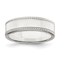 Sterling Silver 6mm Flat with Rope Edge